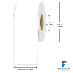 2.25" continuous gloss paper inkjet labels 100 ft roll 2" core 4" OD