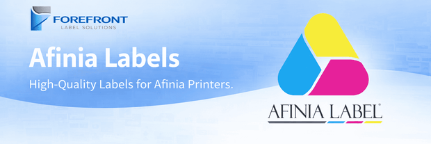 Afinia color label printers with compatible product label examples for growing businesses.
