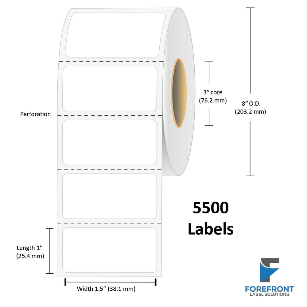 1.5″ x 1″ Thermal Transfer Label - 5500 Labels (8-Pack)