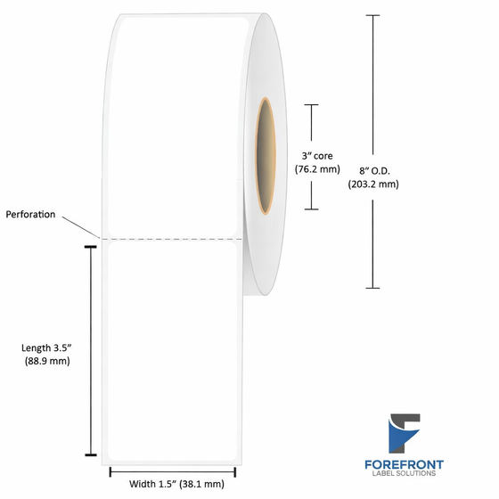 1.5" x 3.5" Matte BOPP Label - 760 Labels