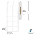1 x 1 inch 2UP matte BOPP inkjet labels, 3800 labels per roll, 3 inch core