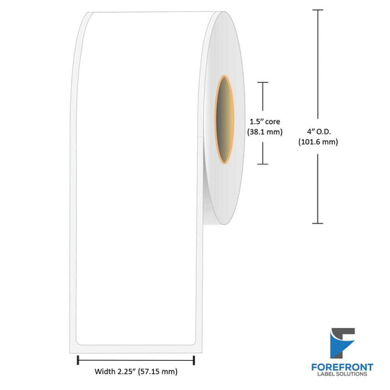 2.25" continuous gloss paper inkjet labels 100 ft roll 2" core 4" OD