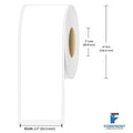 2.5 inch continuous matte BOPP inkjet labels, 90 feet per roll, 2 inch core, 4 inch OD