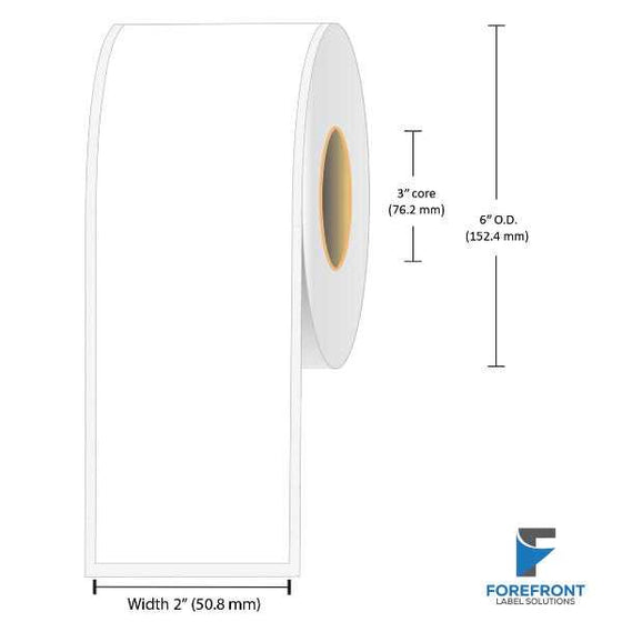 2 inch continuous matte BOPP inkjet label roll, 180 feet, 3 inch core