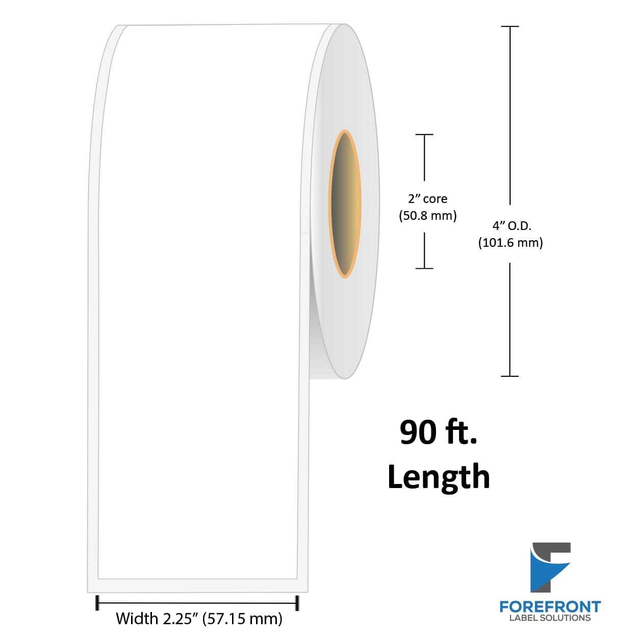 2.25" Continuous Matte BOPP Label – 90 ft./Roll
