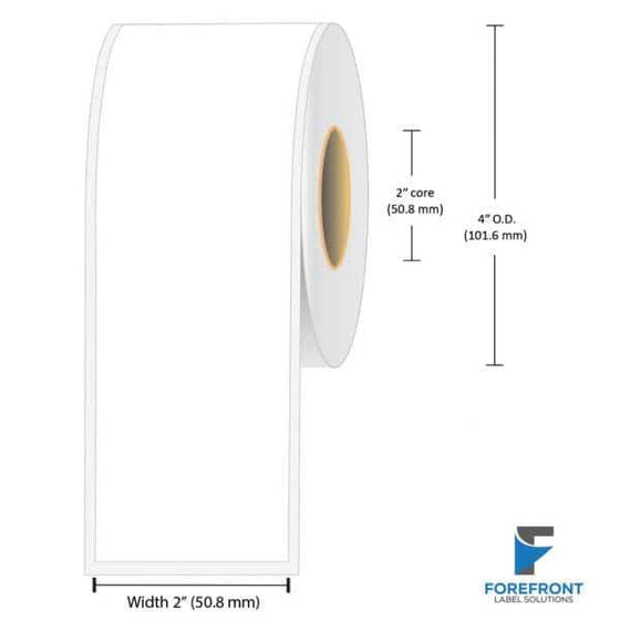 2" continuous matte paper inkjet labels 100 ft roll 2" core 4" OD