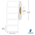 2 x 1 inch matte BOPP inkjet labels, 1900 labels per roll, 3 inch core, 6 inch OD
