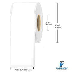3.5" continuous matte paper inkjet label roll, 200 ft., 3" core, 6" OD