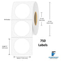 3" Circle Gloss Polypropylene Label - 750 Labels