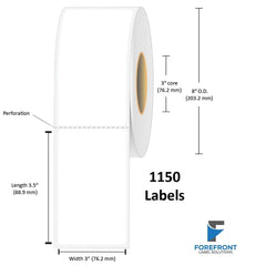 3 x 3.5 Matte Polypropylene Label - 1500 Labels