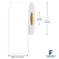 3 inch continuous matte BOPP inkjet labels, 180 ft per roll, 3 inch core, 6 inch outer diameter