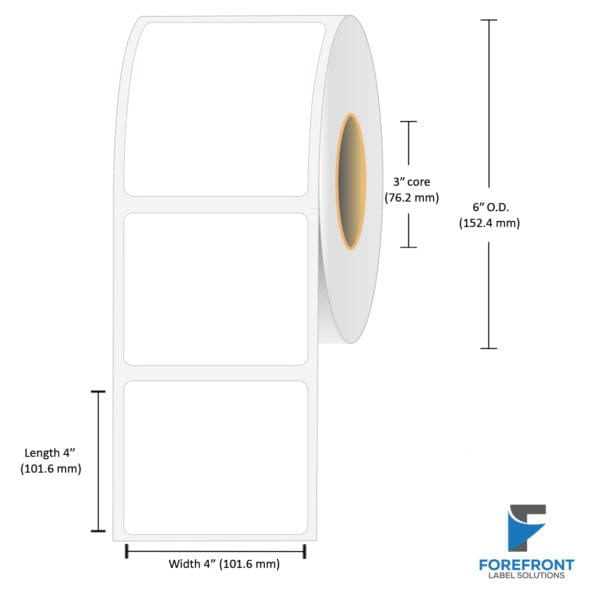 4 x 4 matte paper inkjet label roll 575 labels 3 inch core 6 inch OD