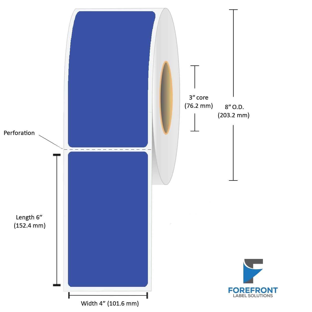 4" x 6" orange floodcoated thermal transfer labels 1000 per roll 3" core 8" OD 4 rolls per case