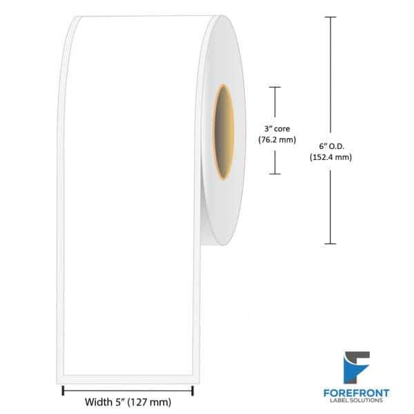 5" continuous gloss paper inkjet labels 200 feet per roll 3" core 6" OD