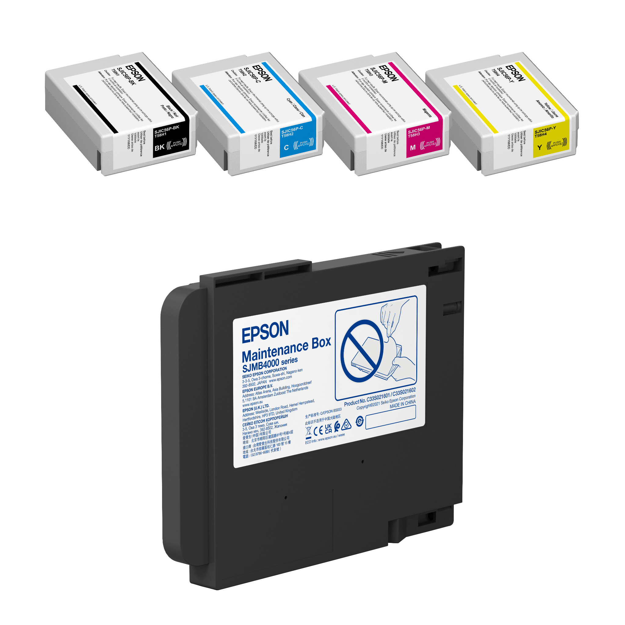 Epson CW-D3800 CMYK Ink Set + Maintenance Box Kit - SJIC56P