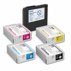 Epson ColorWorks CW-C4000 T52 cyan, magenta, yellow and gloss black ink cartridges with SJMB4000 maintenance box