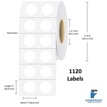 2" Circle (2 UP) Gloss Paper Label - 1120 Labels