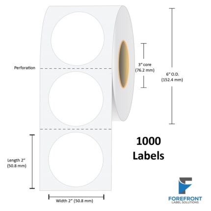 2 Circle Gloss Polypropylene Label - 1000 Labels - 2CGB-3C6OD-2