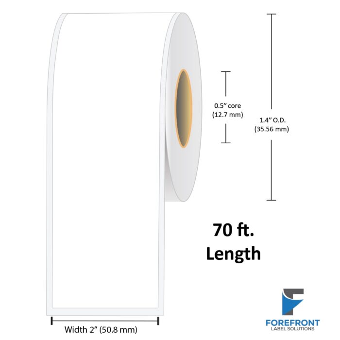 2" Continuous Premium Durable Receipt Paper - 70 ft. (50-Pack)