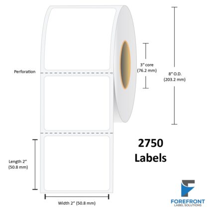 2" x 2" Thermal Transfer Label - 2750 Labels (8-Pack)