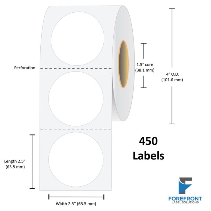 2.5" Circle Gloss Paper Label - 450 Labels