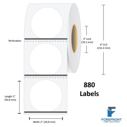 2.5″ Circle Gloss Polypropylene Label – 880 Labels