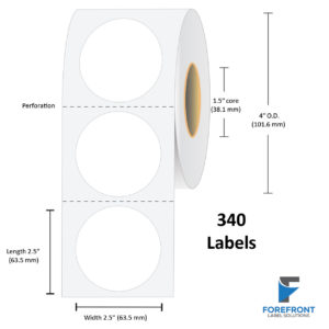 2.5" Circle Matte Polypropylene Label - 450 Labels