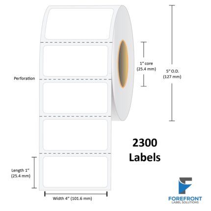 4" x 1" Thermal Transfer Label - 2300 Labels (4-Pack)
