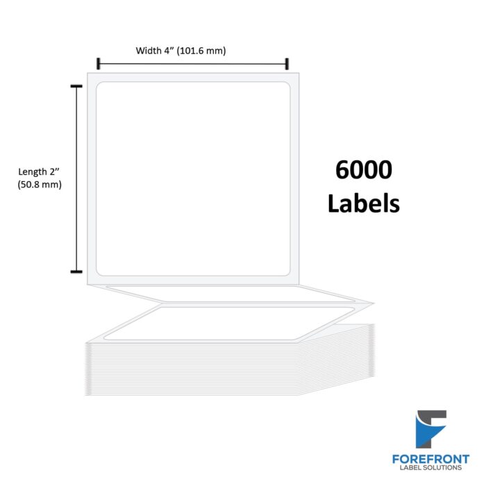 4" x 2" Thermal Transfer Fanfold Label - 6000 Labels (2-Pack)