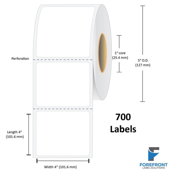 4" x 4" Top Coated Direct Thermal Label - 700 Labels (12-Pack)