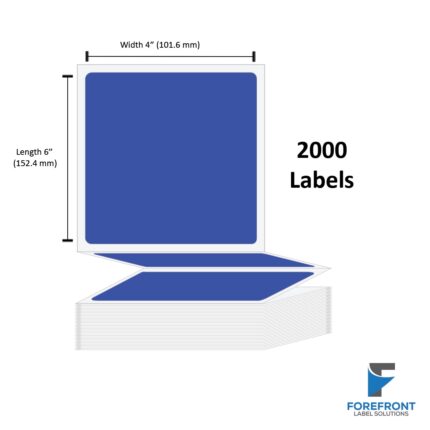 4" x 6" Blue Thermal Transfer Fanfold Label - 2000 Labels (2-Pack)