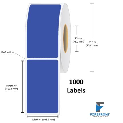 4" x 6" Blue Thermal Transfer Label - 1000 Labels (4-Pack)
