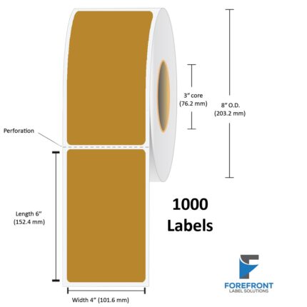 4" x 6" Brown Top Coated Direct Thermal Label - 1000 Labels (4-Pack)