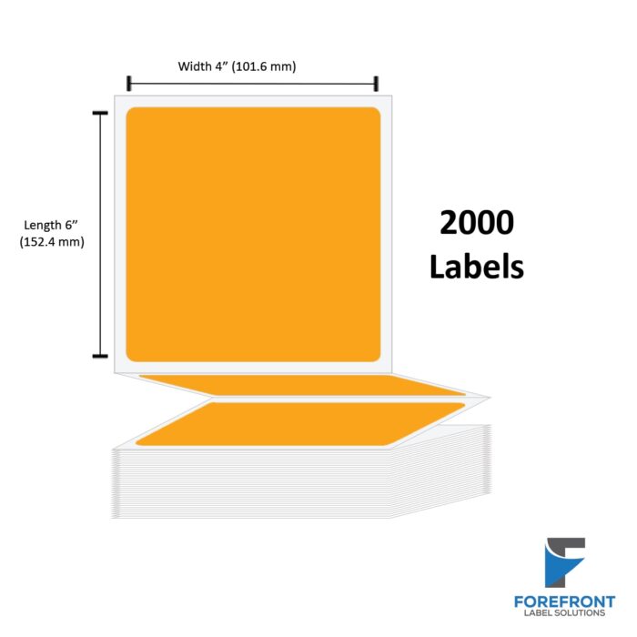 4 x 6 Orange Thermal Transfer Fanfold Label - 2000 Labels (2-Pack)