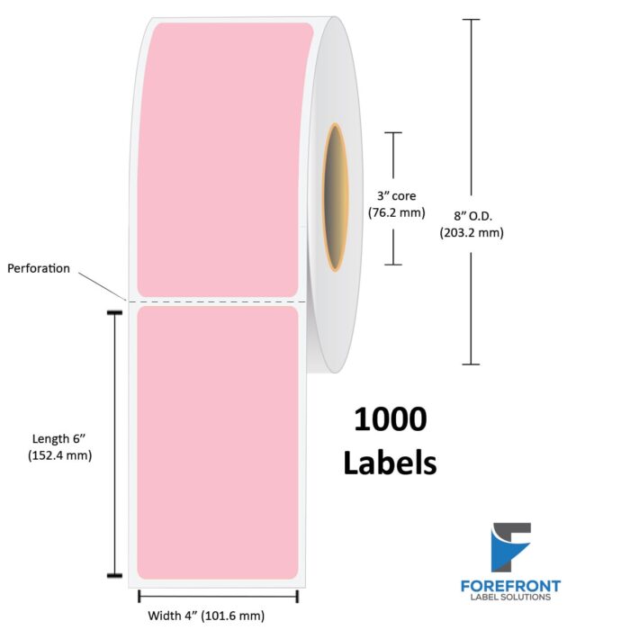 4 x 6 Pink Thermal Transfer Label - 1000 Labels (4-Pack)