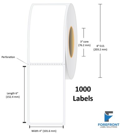 4" x 6" Top Coated Direct Thermal Label - 1000 Labels (4-Pack)