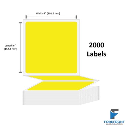 4" x 6" Yellow Thermal Transfer Fanfold Label - 2000 Labels (2-Pack)
