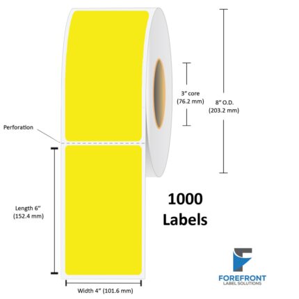 4" x 6" Yellow Thermal Transfer Label - 1000 Labels (4-Pack)