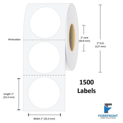 1" Circle Gloss Paper Label - 1500 Labels