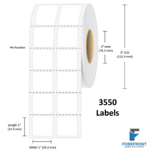 1" x 1" (2 UP) Gloss Clear Polyester Label - 3550 Labels
