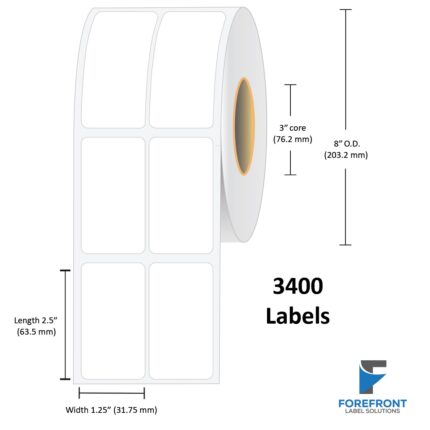 1.25" x 2.5" (2 UP) NP Chemical Label - 3400 Labels