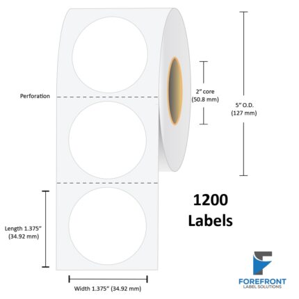 1.375" Circle Gloss Paper Label - 1200 Labels
