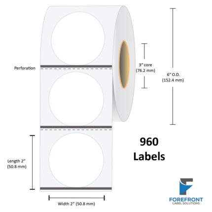 2" Circle Gloss Paper Label (Leading BM) - 960 Labels