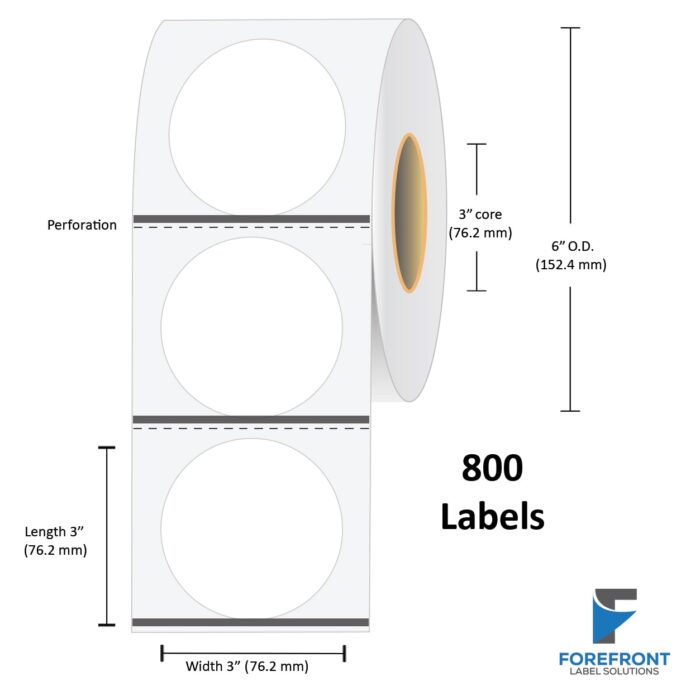 3" Circle Gloss Paper Label (Leading BM) - 800 Labels