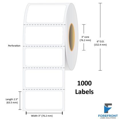 3" x 2.5" Gloss Clear Polyester Label - 1000 Labels