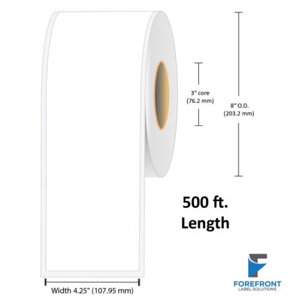 4.25" Continuous Gloss Clear Polypropylene Label - 500 ft.