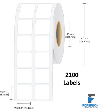 1" x 1" Gloss Paper Label - 2100/Roll