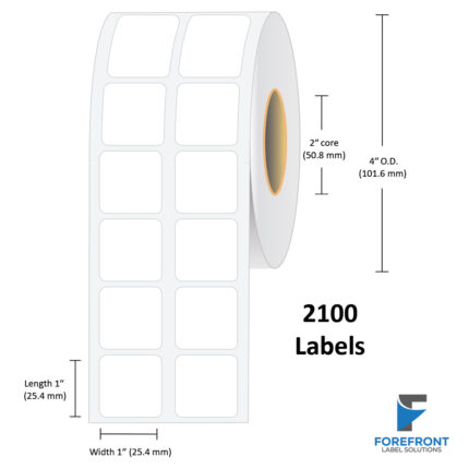 1" x 1" Gloss Polypropylene Label - 2100/Roll