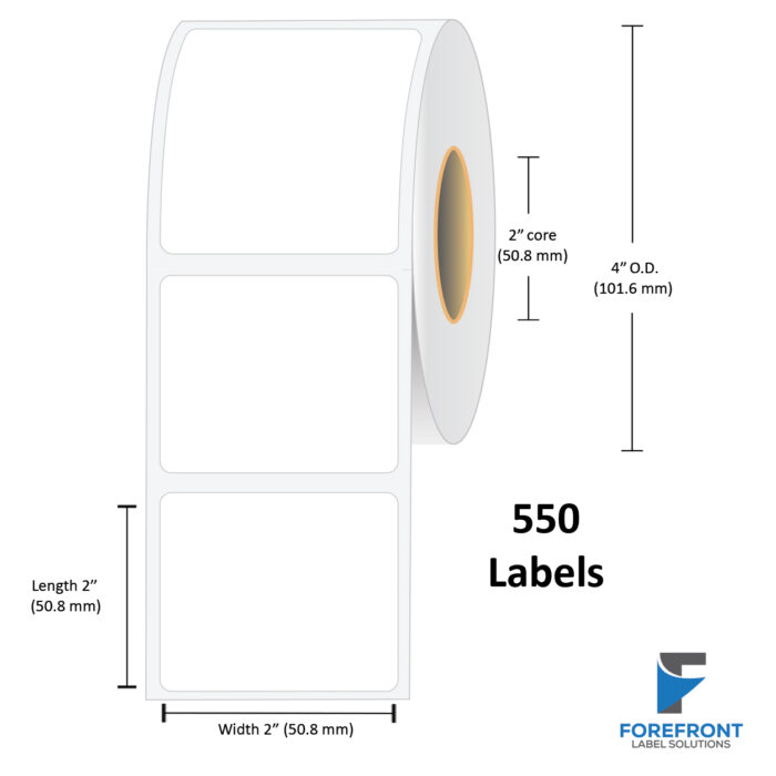 2" x 2" Gloss Polypropylene Label -550/Roll