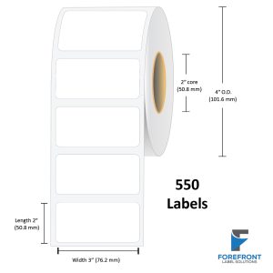 3″ x 2″ Gloss Paper Label - 550/Roll